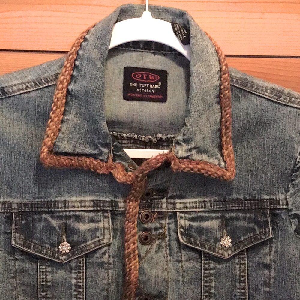 CRYSTAL POCKET BUTTONS JEAN JACKET WITH TWEED DETAILING - Picture 4 of 16